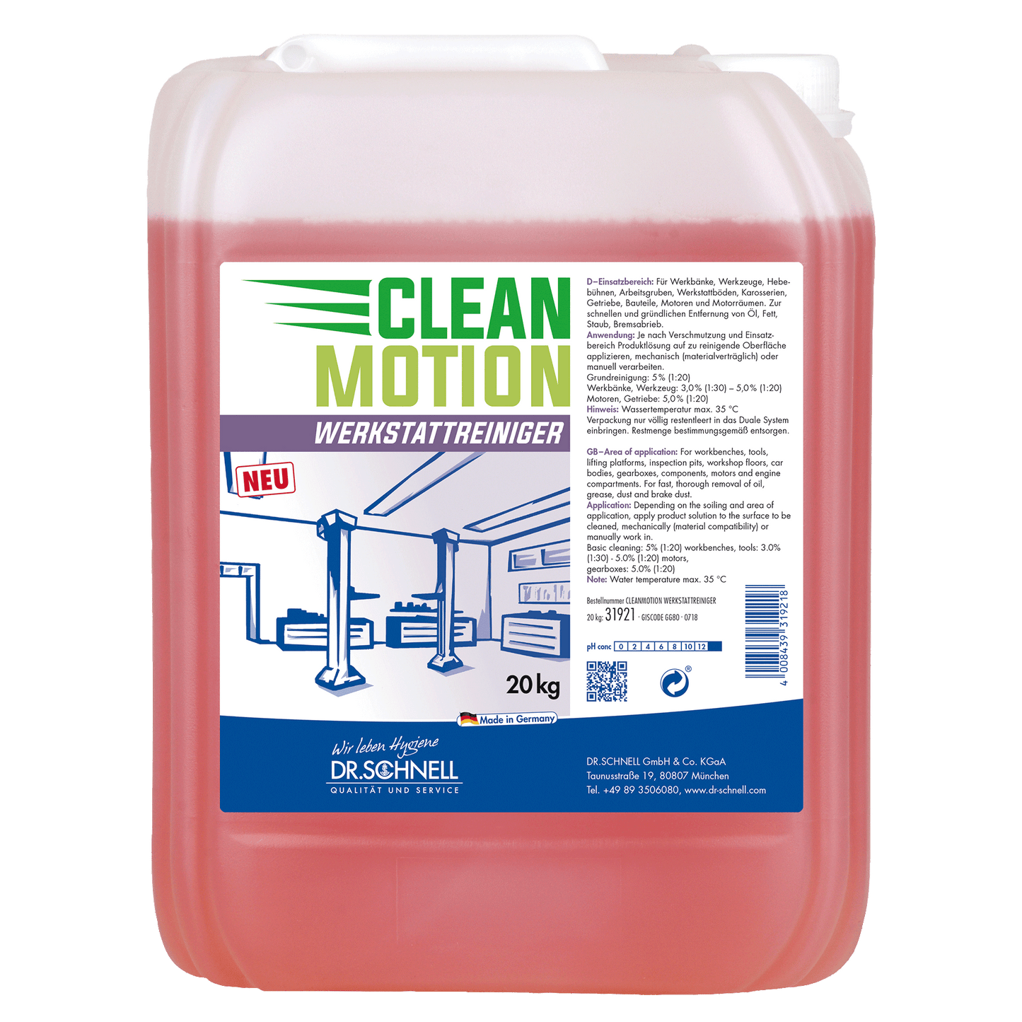 CLEANMOTION Werkstattreiniger für Industrie und Erkstatt mit Fettlösekraft